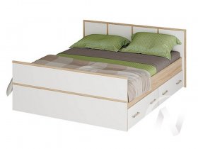 Двуспальная кровать 1,4м Сакура (дуб сонома/белый) в Светлом - svetlyj.mebel-nsk.ru | фото