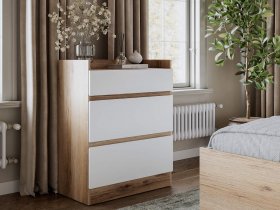 Комод 3 ящика Брауни (дуб делано/белый) в Светлом - svetlyj.mebel-nsk.ru | фото