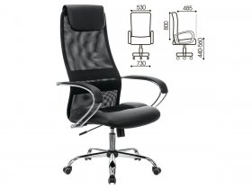 Кресло офисное BRABIX PREMIUM Stalker EX-608 CH, хром, ткань-сетка/кожзам, черное в Светлом - svetlyj.mebel-nsk.ru | фото