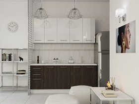 Кухонный гарнитур МДФ Выгодно и точка 2,0 м (белый глянец/ироко) в Светлом - svetlyj.mebel-nsk.ru | фото