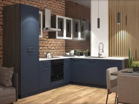 Модульная кухня Глэдис (тёмно-синий софт/корпус анкор темный) в Светлом - svetlyj.mebel-nsk.ru | фото