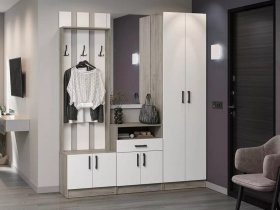 Модульная прихожая Вега (дуб крафт серый/белый) в Светлом - svetlyj.mebel-nsk.ru | фото