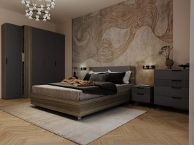 Модульная спальня Борнео (джара темная/хангва) в Светлом - svetlyj.mebel-nsk.ru | фото