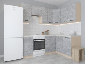 Модульная угловая кухня 1,4м*2,1м Лада (цемент) в Светлом - svetlyj.mebel-nsk.ru | фото