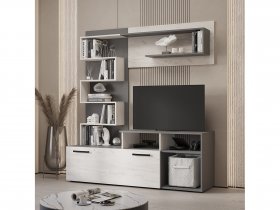 Стенка Евро (графит/дуб крафт белый) в Светлом - svetlyj.mebel-nsk.ru | фото