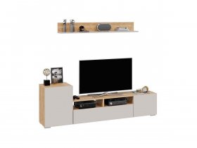 Стенка «Сильвия» (дуб крафт золотой/кашемир) в Светлом - svetlyj.mebel-nsk.ru | фото