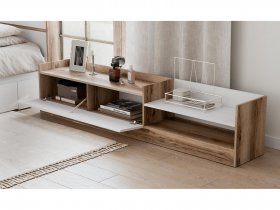 Тумба под ТВ Брауни (дуб делано/белый) в Светлом - svetlyj.mebel-nsk.ru | фото